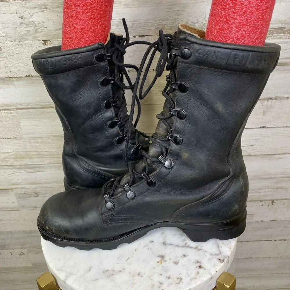 VTG Vietnam Combat Boots US Military Sz 4.5N Black PJ 9-88 Grunge Gothic Soldier